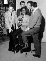 Sammy Davis, Jr. with Frank Sinatra, Dean Martin, Peter Lawford, and Joey Bishop on the set of "Ocean's Eleven," 1960.